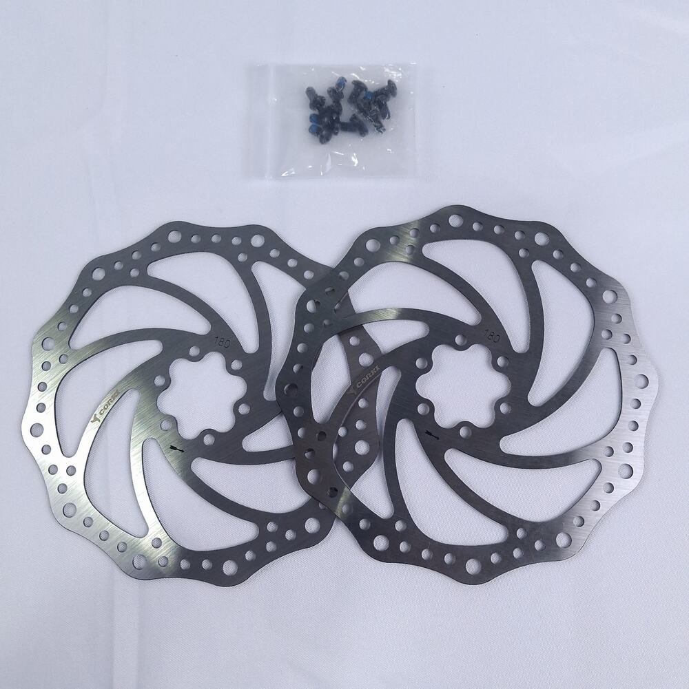 2-Pck Corki 180mm Bike Disc Brake Rotors with 6 Bolts for Mountain MTB Road Bike